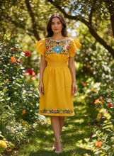 Load image into Gallery viewer, Mexican Embroidered Artisan Dress – Oaxaca Floral Dress