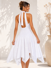 Load image into Gallery viewer, Handmade Embroidered Halter Dress – White Cotton (XL)