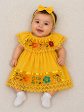 Load image into Gallery viewer, β¨ Handmade Mexican Baby Dress β Embroidered Yellow Dress (3 Months)