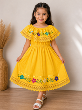 Load image into Gallery viewer, Girls Mexican Campesino Dress – Size 4 | Handmade Embroidered Cotton