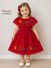 Load image into Gallery viewer, Girls Mexican Campesino Dress – Hand Embroidered – Size 2T