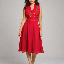 Load image into Gallery viewer, Hand Embroidered Manta Dress – Silvia Model
