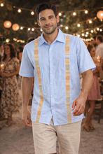 Load image into Gallery viewer, Men’s Light Blue Guayabera – 100% Cotton with Waist Loom Panels