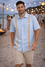 Load image into Gallery viewer, Men’s Light Blue Guayabera – 100% Cotton with Waist Loom Panels