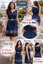 Load image into Gallery viewer, Hand-Embroidered Cotton Dress – Diamond Neckline ✨