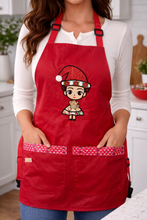 Load image into Gallery viewer, Festive Adjustable Apron with Lining – Holiday Design
