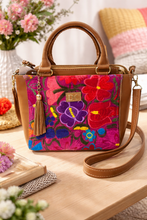 Load image into Gallery viewer, Handcrafted Leather Embroidered Handbag – Floral Design
