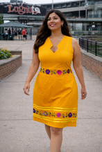 Load image into Gallery viewer, Diamond Neck Embroidered Dress – Handmade Cotton