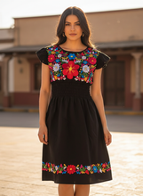 Load image into Gallery viewer, Mexican Embroidered Artisan Dress – Oaxaca Floral Dress
