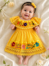 Load image into Gallery viewer, ✨ Handmade Mexican Baby Dress – Embroidered Yellow Dress (3 Months)
