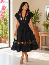 Load image into Gallery viewer, Embroidered Tulipan Dress – Cotton | One Size (Up to Large)

