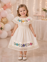 Load image into Gallery viewer, Girls Mexican Campesino Dress – Hand Embroidered – Size 2T
