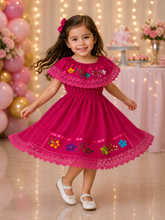 Load image into Gallery viewer, Girls Mexican Campesino Dress – Hand Embroidered – Size 2T
