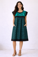 Load image into Gallery viewer, 🖤 Handmade Embroidered Dress – Backstrap Loom | Made in Oaxaca Vestido Paloma
