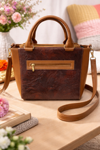 Load image into Gallery viewer, Handcrafted Leather Embroidered Handbag – Floral Design
