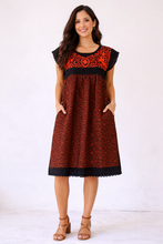 Load image into Gallery viewer, 🖤 Handmade Embroidered Dress – Backstrap Loom | Made in Oaxaca Vestido Paloma
